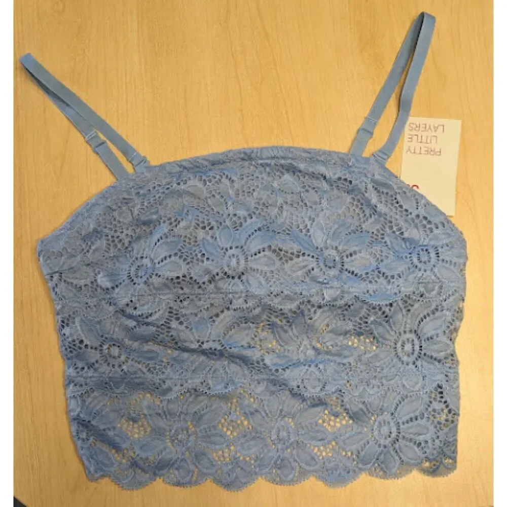 NWT SO Pretty Little Layers Periwinkle Blue Floral Lace Bralette - Size Small